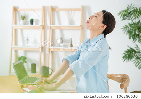 End of life household account book tired woman 106286536