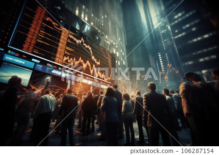 Stock exchange market and investment. Many business people in stock market. Generative AI 106287154