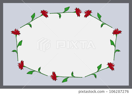 Red flower frame fairy tale gray gift card message card illustration 106287276