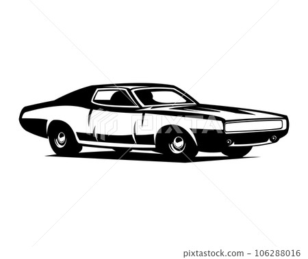 dodge super bee 1969 silhouette. simple vector illustration. best for logos, badges, emblems. available in eps 10 106288016