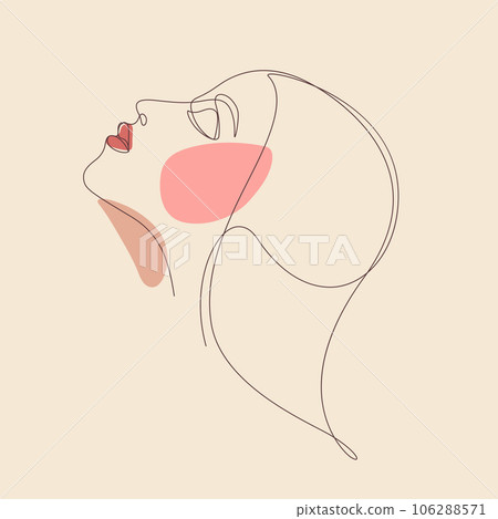 woman face side view feminine minimalism decorative art one line woman face side view feminine minimalism decorative art one line 106288571