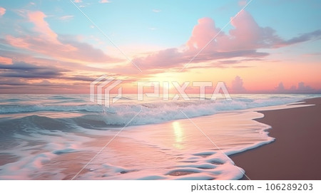 Evening sea dyed in pink (ai-generated image) Evening sea dyed in pink (ai-generated image) 106289203