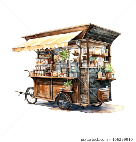 Watercolor coffee cart watercolor for decoration design 106289910