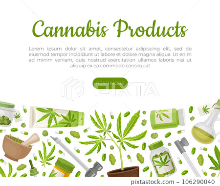 Cannabis CBD Product Banner Design Green Vector Template Cannabis CBD Product Banner Design Green Vector Template 106290040