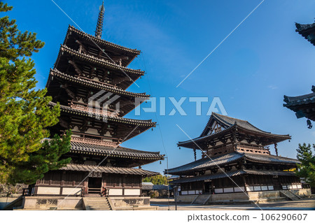 Nara Prefecture Horyuji Five-storied Pagoda World Cultural Heritage Nara Prefecture Horyuji Five-storied Pagoda World Cultural Heritage 106290607