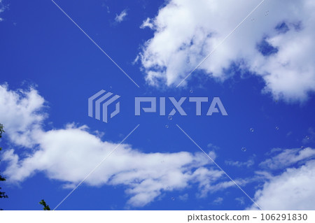 Summer vacation, soap bubbles soaring in the deep blue sky 106291830