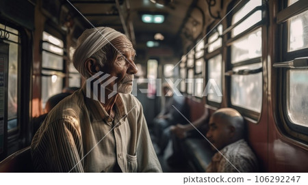 Street Portrait of traditional person with blurry background of a street and a crowd of people in urban. AI Generative. Street Portrait of traditional person with blurry background of a street and a crowd of people in urban. AI Generative. 106292247