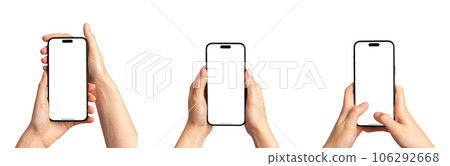 Hand holding, using smartphone mockups, mobile phone mock-ups set isolated on white background Hand holding, using smartphone mockups, mobile phone mock-ups set isolated on white background 106292668