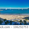Aerial view of gwangalli beach and gwangandaegyo bridge, Busan, South Korea, Asia. 106292753