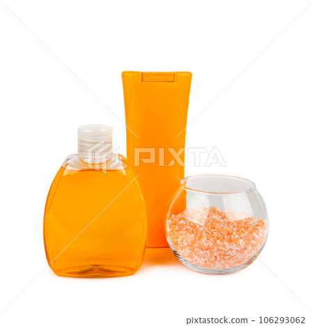 Cosmetic products for tanning and sunburn isolated on a white . 106293062