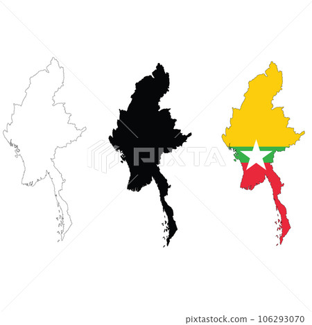 Myanmar Map flag map. Outline map of Myanmar sign. Myanmar Map icon. flat style. Myanmar Map flag map. Outline map of Myanmar sign. Myanmar Map icon. flat style. 106293070