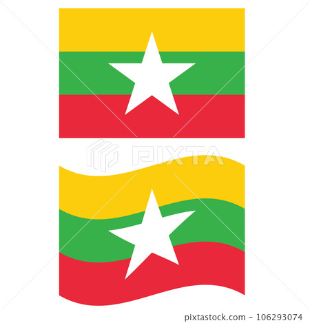 Waving flag of Myanmar. Myanmar flag on white background. flat style. 106293074