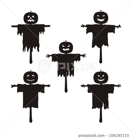 Halloween scarecrow silhouette illustration set Halloween scarecrow silhouette illustration set 106293173
