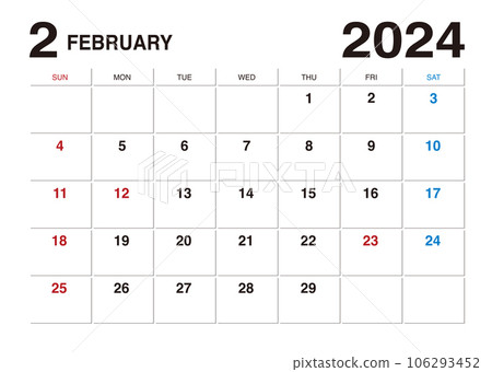 A calendar where you can write notes for February 2024 A calendar where you can write notes for February 2024 106293452