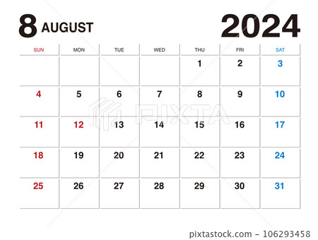 A calendar where you can write notes for August 2024 A calendar where you can write notes for August 2024 106293458