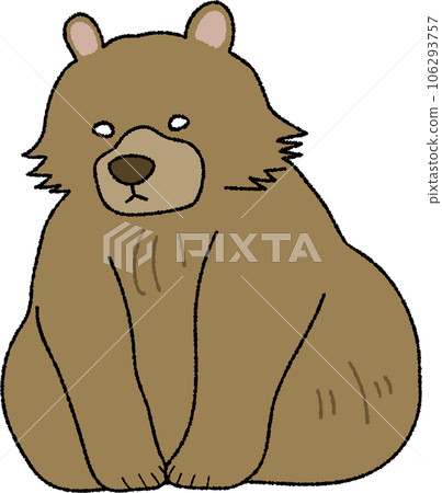一隻鬆散可愛簡單的棕熊坐在手寫風格 106293757