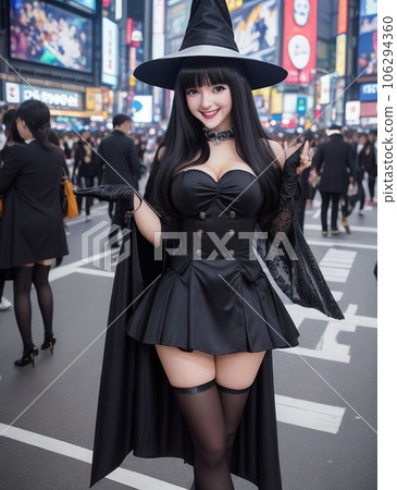 Halloween Shibuya costume witch beauty sexy Stock