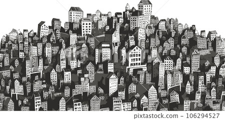 Sketch graphic illustration of hill houses on top of the mountain Sketch graphic illustration of hill houses on top of the mountain 106294527