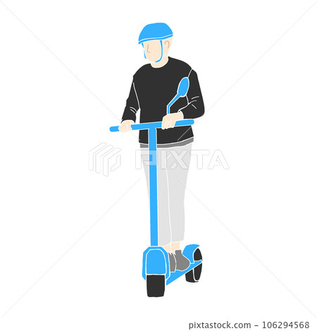 Illustration of a man riding an electric kickboard 106294568