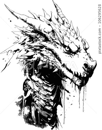 Krakow dragon black and white ink vector illustration Krakow dragon black and white ink vector illustration 106295628