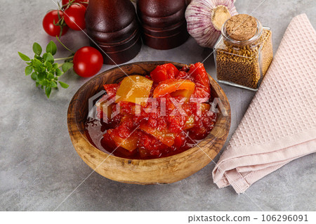 Hungarian lecho with bell pepper 106296091