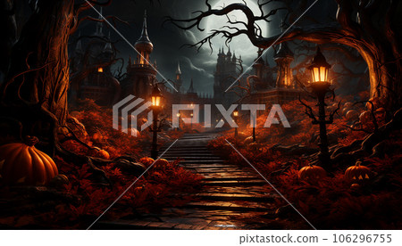 Haunted city for Halloween night 106296755