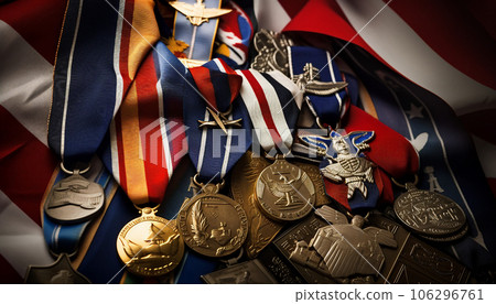 Old honor medals to symbolize the American veteran day Old honor medals to symbolize the American veteran day 106296761