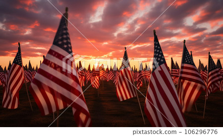 Endless field of American flags for veteran day Endless field of American flags for veteran day 106296776
