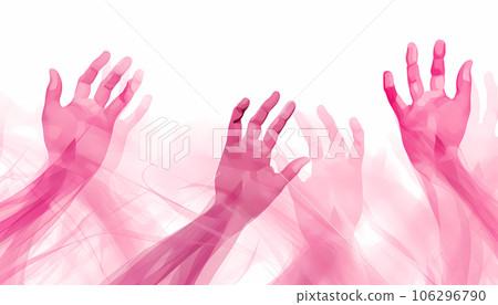 Pink hand for breast cancer day on white Pink hand for breast cancer day on white 106296790