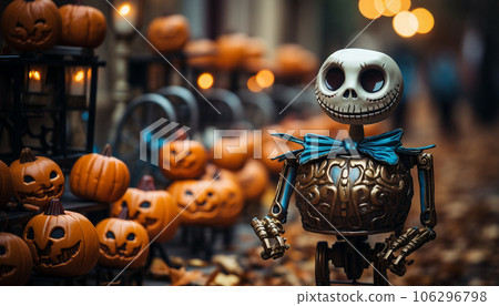 Skeletons marching for Halloween night in the city Skeletons marching for Halloween night in the city 106296798