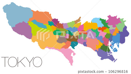 Map of Tokyo 23 wards and Tama area division 106296816