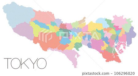 Dot map of Tokyo 23 wards and Tama area division 106296820