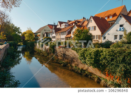 Old national German town house in Bietigheim-Bissingen, Baden-Wuerttemberg, Germany, Europe. Old Town is full of colorful and well preserved buildings. Old national German town house in Bietigheim-Bissingen, Baden-Wuerttemberg, Germany, Europe. Old Town is full of colorful and well preserved buildings. 106296848