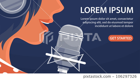 Young girl singer in a recording studio 106297326