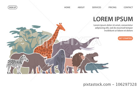 African animals set isolated on green background African animals set isolated on green background 106297328