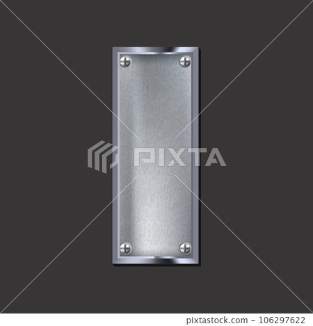 Realistic Detailed 3d Shiny Metal Banner Shaped as Rectangle Empty Template Mockup . Vector illustration of Metallic Banner Realistic Detailed 3d Shiny Metal Banner Shaped as Rectangle Empty Template Mockup . Vector illustration of Metallic Banner 106297622