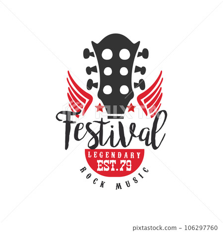 Rock music festival, legendary est. 1979 logo, design element can be used for poster, banner, flyer, print or stamp vector Illustration on a white background 106297760