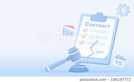 Contract cancellation and stock slump concept. Termination or dismissal contract tear, contract failure, stock market crash and reject confirmation. Flat vector design illustration with copy space. Contract cancellation and stock slump concept. Termination or dismissal contract tear, contract failure, stock market crash and reject confirmation. Flat vector design illustration with copy space. 106297772