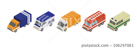 Lorry and Truck Freight Industrial Transport Isometric Vector Set Lorry and Truck Freight Industrial Transport Isometric Vector Set 106297861