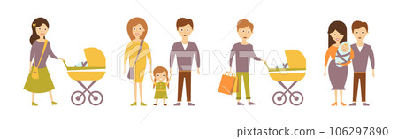 Happy Families with Smiling Parent and Kids Vector Set Happy Families with Smiling Parent and Kids Vector Set 106297890