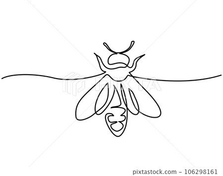 Bee for farm logo. Single continuous onbe line drawing Bee for farm logo. Single continuous onbe line drawing 106298161