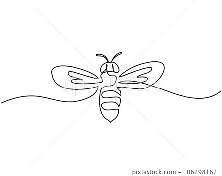 Decorative bee for farm logo identity. Continuous one line drawing Decorative bee for farm logo identity. Continuous one line drawing 106298162