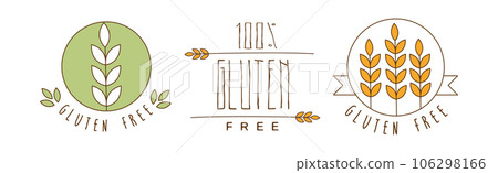 Bio Organic Vegetarian Gluten Free Food Icon and Sticker Vector Set 106298166