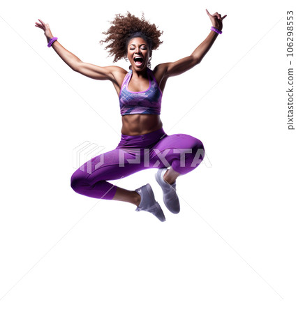 A female sports runner jumping isolated 106298553