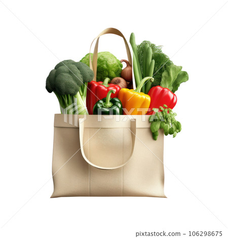 Shopping bag with groceries isolated 106298675