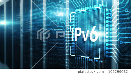 Inscription: IPv6. Business, Technology, Internet and network concept on Electronic Circuit Board Chip 106299082