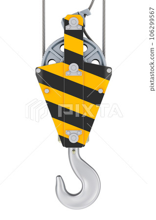 Crane hook, front view. 3D rendering 106299567