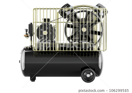 Tank air compressor, side view. 3D rendering Tank air compressor, side view. 3D rendering 106299585