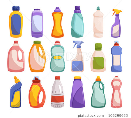 Detergent Bottles Set. Convenient, Ergonomic Design With Easy-to-use Cap For Efficient Dispensing, Vector Illustration Detergent Bottles Set. Convenient, Ergonomic Design With Easy-to-use Cap For Efficient Dispensing, Vector Illustration 106299633