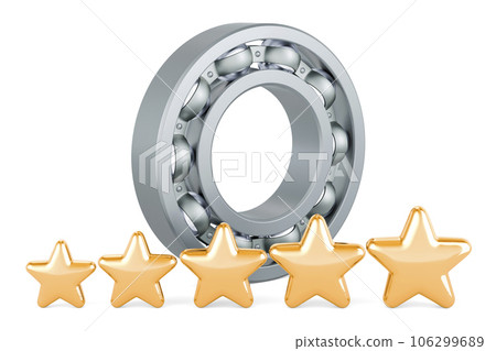 Ball bearing with five golden stars, 3D rendering Ball bearing with five golden stars, 3D rendering 106299689